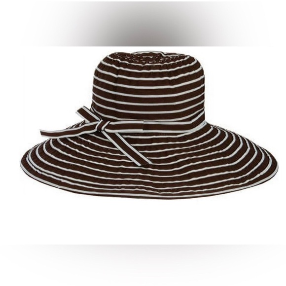 Sun Hat Floppy Beach Pool Hat Brown & White - Picture 2 of 4